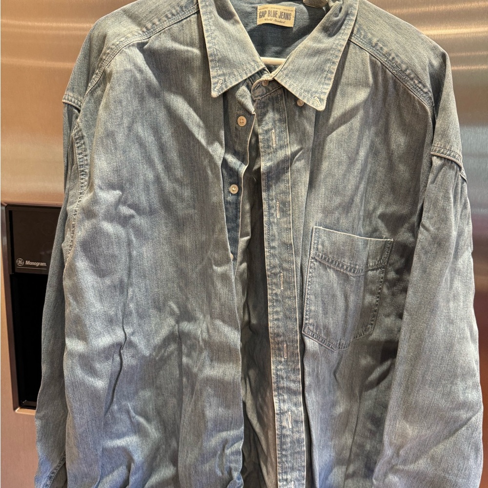 GAP Blue Lightweight DENIM Shirt Relaxed Fit Mens XXL